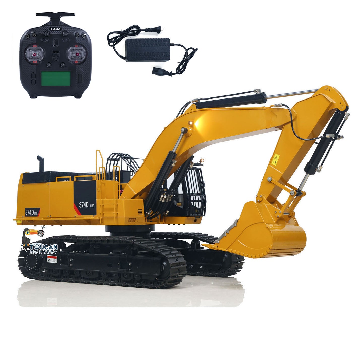 C374 Huge 1/8 RC Hydraulic Excavator 374 Metal Heavy Duty Digger RTR Radio Controlled Construction Vehicles Models Flysky Radio