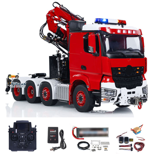 LESU 1/14 8x8 RC Hydraulic Crane Trucks RTR Radio Control Tractor Car Fly Jib FlySky PL18EV 2-Speed Gearbox Light Sound