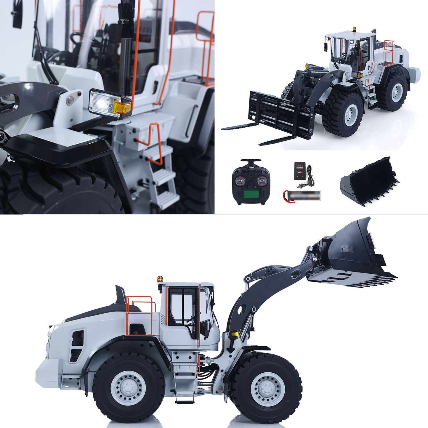 MTRC 1/14 RC Hydraulic Loader E260L Metal Radio Controlled Construction Vehicles Flysky ST8 Radio Brushless Motor LCD Screen Ready to Run