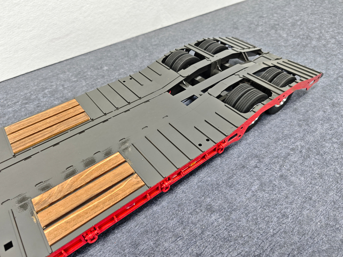1/14 2 Axles Metal Heavy Lowboy Trailer For TAMIYA LESU RC Tractor Truck Radio Controlled Lorry Excavator Loader Light System