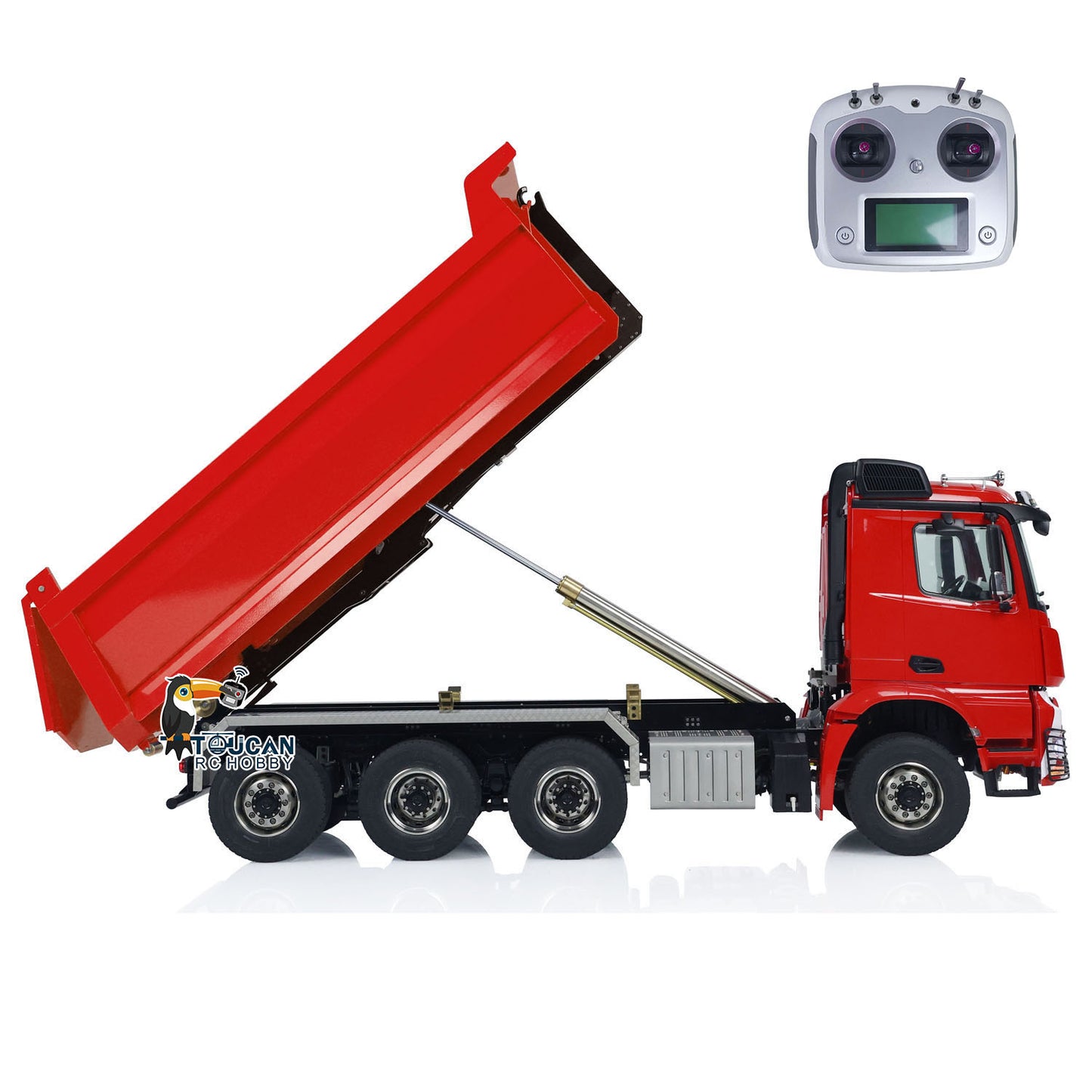 1/14 8*8 Hydraulic RC Full Dump Truck Radio Control Tipper Car with U-shaped High Bucket 3-speed Light Sound System