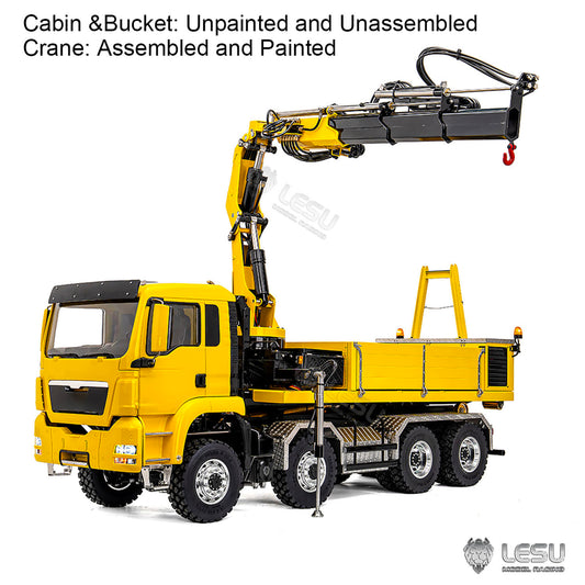 LESU 1/14 RC Hydraulic Roll on off Dumper Truck Crane Unassembled Plastic TGS Cabin Metal 8x8 Chassis Electric Tipper Axles Lock