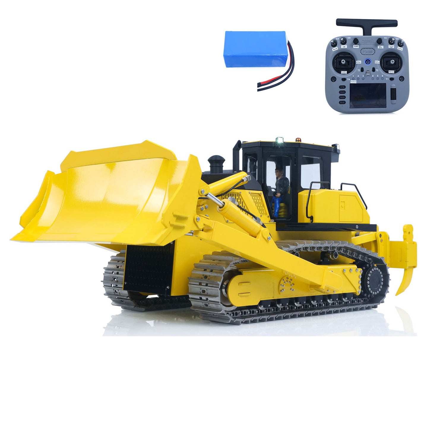 Metal 1/12 RC Hydraulic Bulldozer D155AX RTR Heavy Dozer Model 7 Way Valve 1.0L Oil Pump 5 Plows Radio Master TX15 Radio Battery