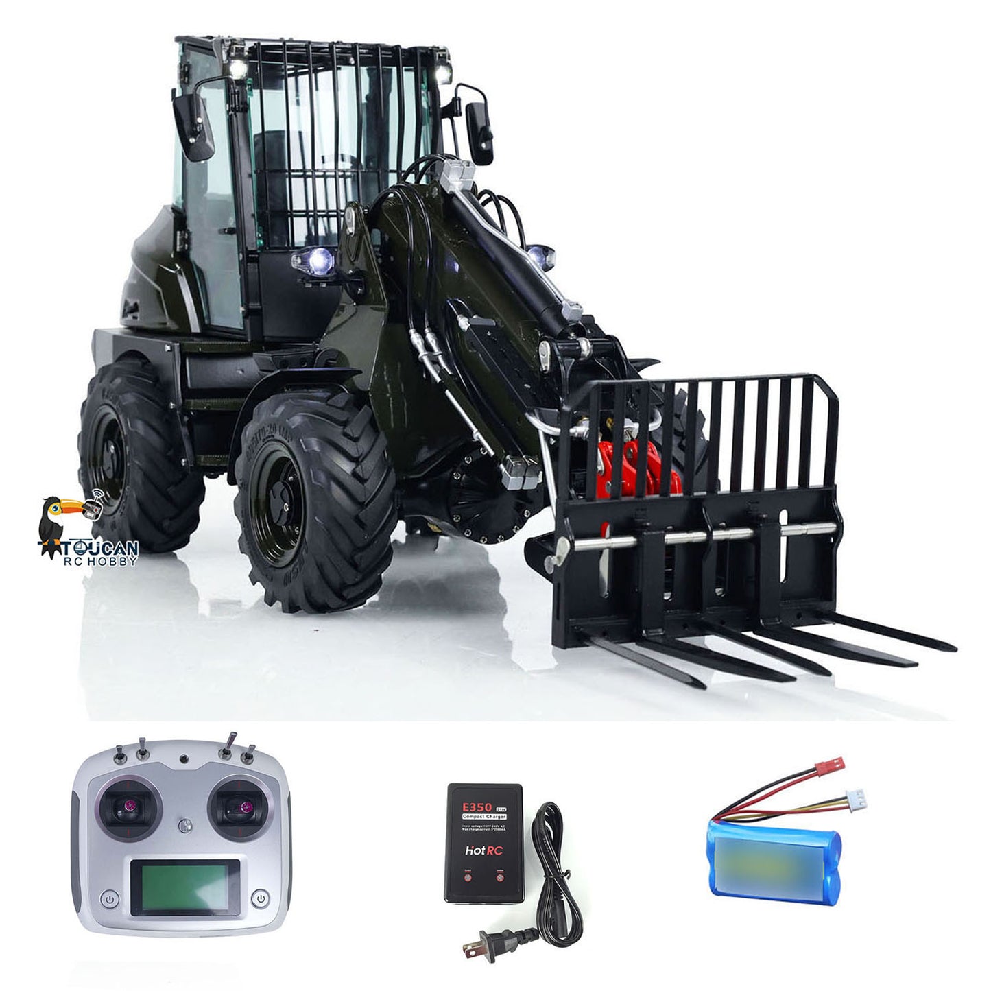 1:14 LESU RTR RC Hydraulic Telescopic Arm Loader AT1050 Fork Lift Truck Model Assembled and Painted 478*165*221