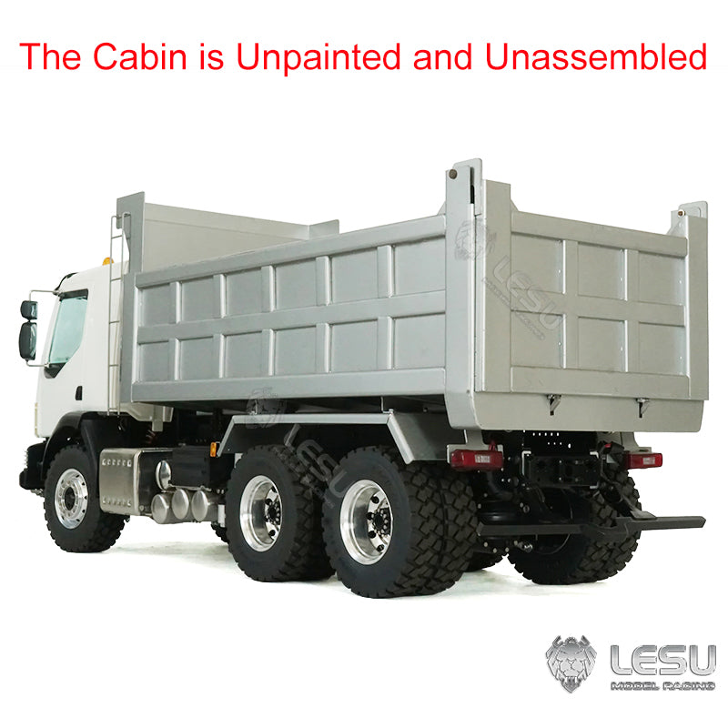 1/14 LESU 6x6 RC Hydraulic Metal Dumper Tipper Sound Light System Chassis Bucket Unpainted Unassembled Cabin Body VM Truck