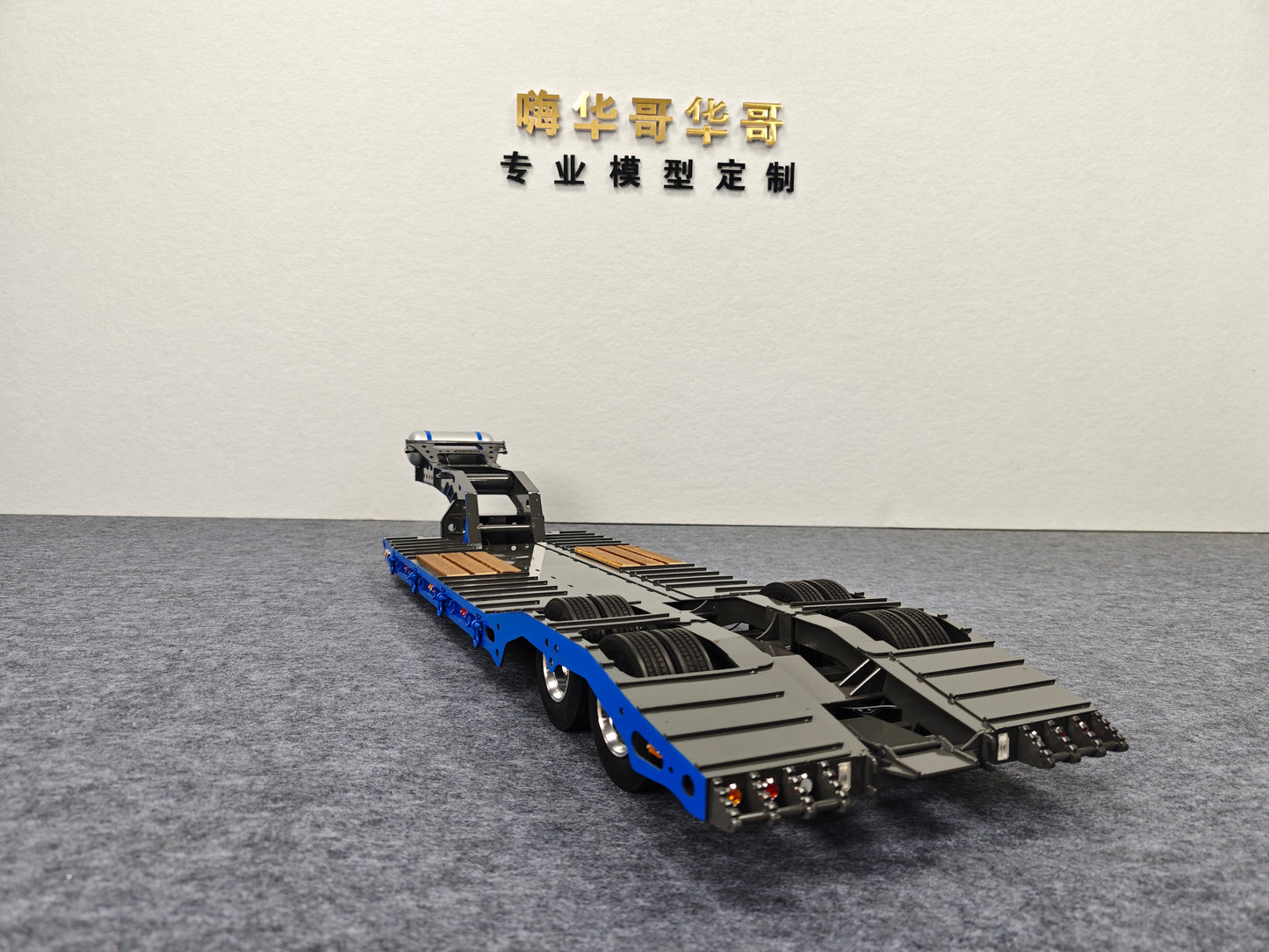 1/14 2 Axles Metal Heavy Lowboy Trailer For TAMIYA LESU RC Tractor Truck Radio Controlled Lorry Excavator Loader Light System