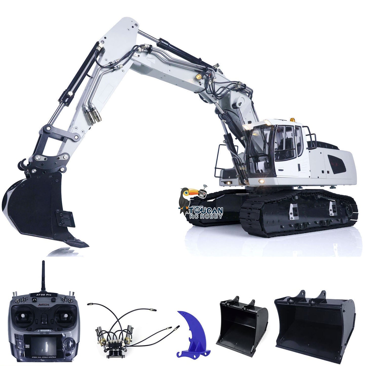 1/14 946-3 Metal Radio Control Excavator 10 Channels Tracked RC Digger Painted Body Rotary Metal Tiltable Bucket Ripper