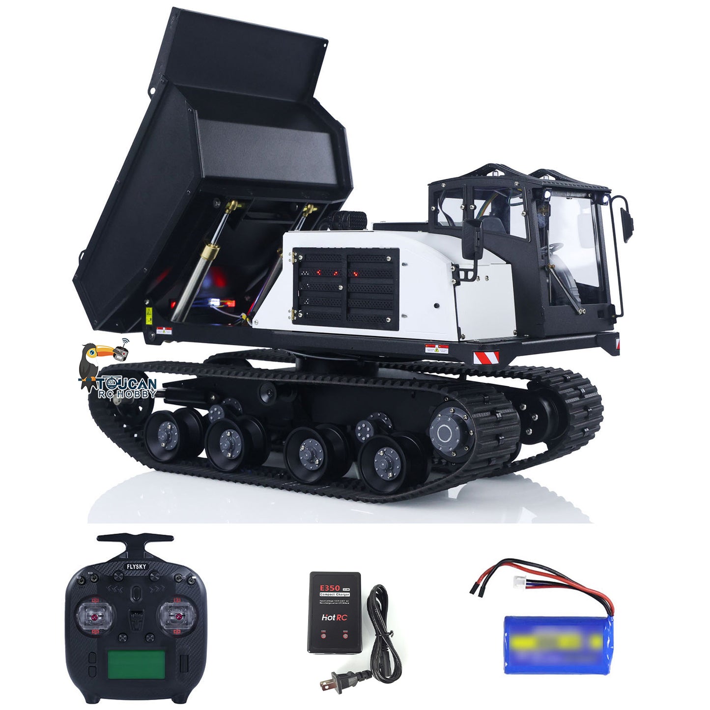 Metal 1/14 RC Hydraulic Crawler Dump Truck T14R Radio Controlled Tracked Tipper RTR Construction Vehicle ST8 Light Sound Battery