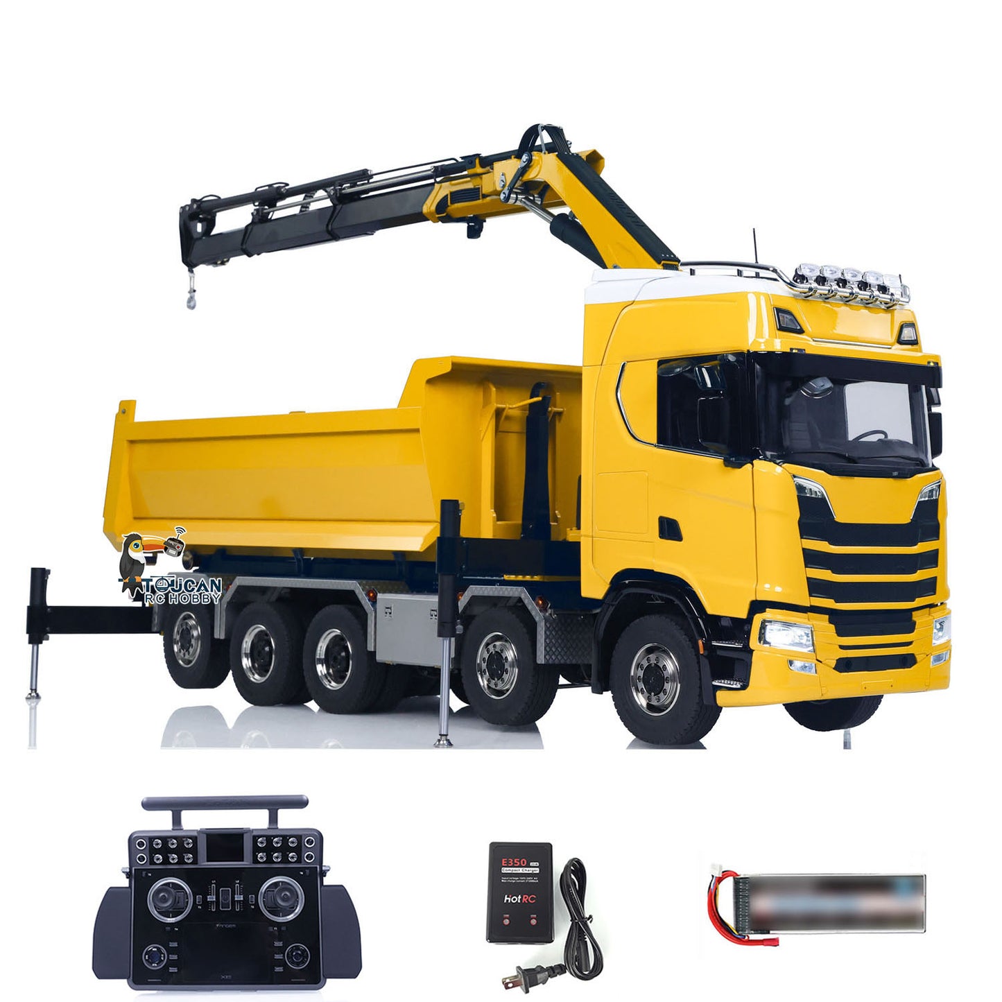 770S 10x10 1/14 Hydraulic Crane RC Tipper Car Metal Full Dump Truck RTR Battery