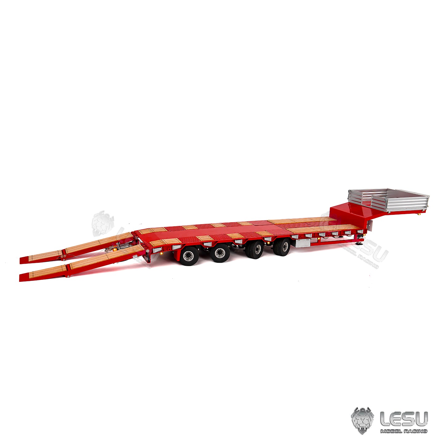 LESU 1/14 Metal Trailer Hydraulic Lifting Tailboard 4 Axles Steering Available Electric Support Legs for DIY RC Tractor Truck