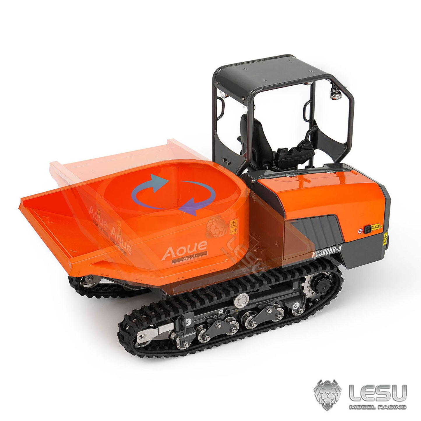 Metal LESU 1/14 Hydraulic Remote Control Tracked Dump Truck KC300HR-5 RC Dumper Model 180 Degree Rotation Openable Door Lights