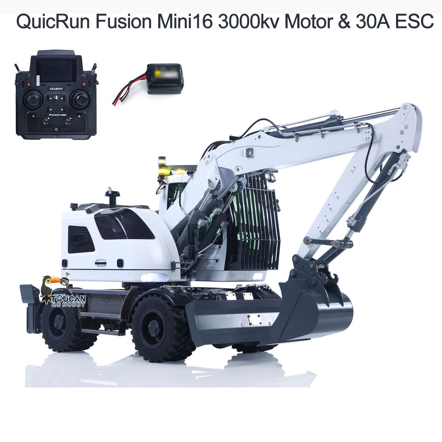 1:14 RC Hydraulic Wheeled Excavator LR914 8-ways Valve 4?¨¢4 Digger Engineering Vehicle RTR Axle Lock Upgrade Brushless Motor ESC