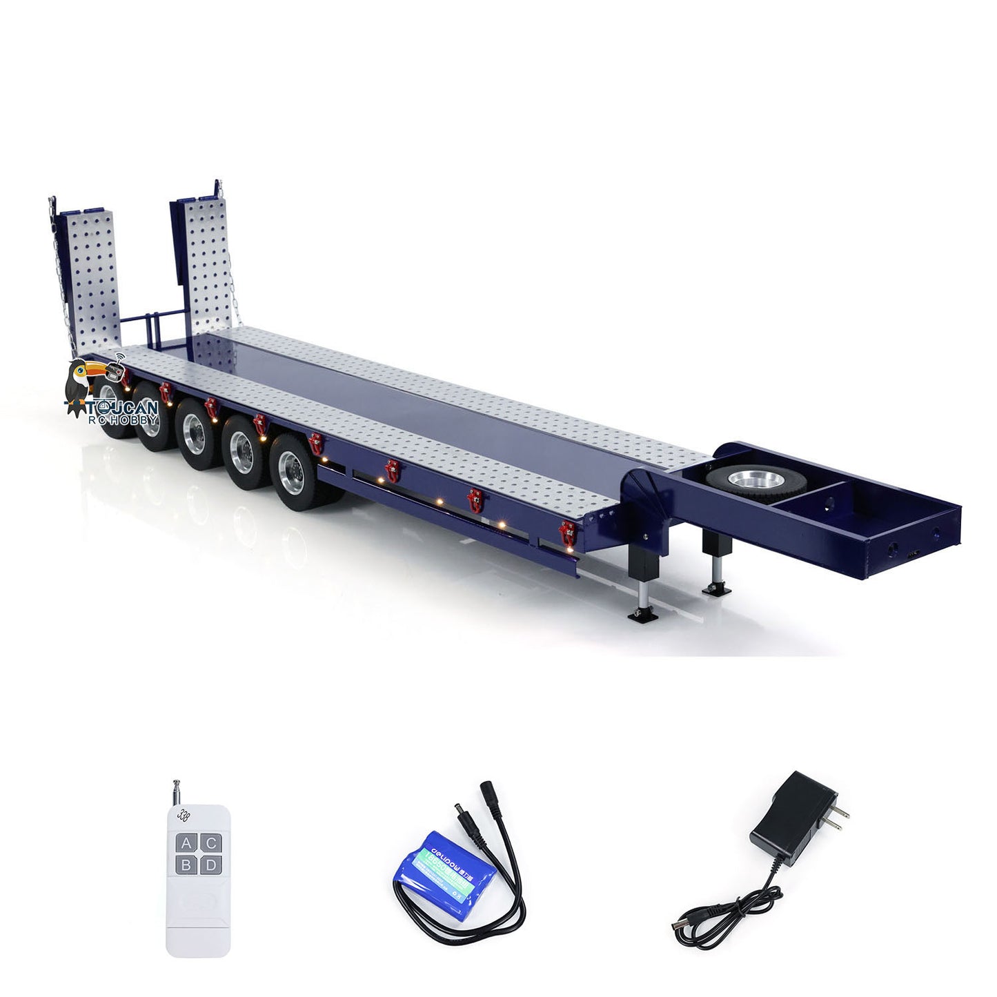 5-Axle Metal Semi Trailer for TAMIYA 1/14 RC Tractor Truck Remote Control Dumper