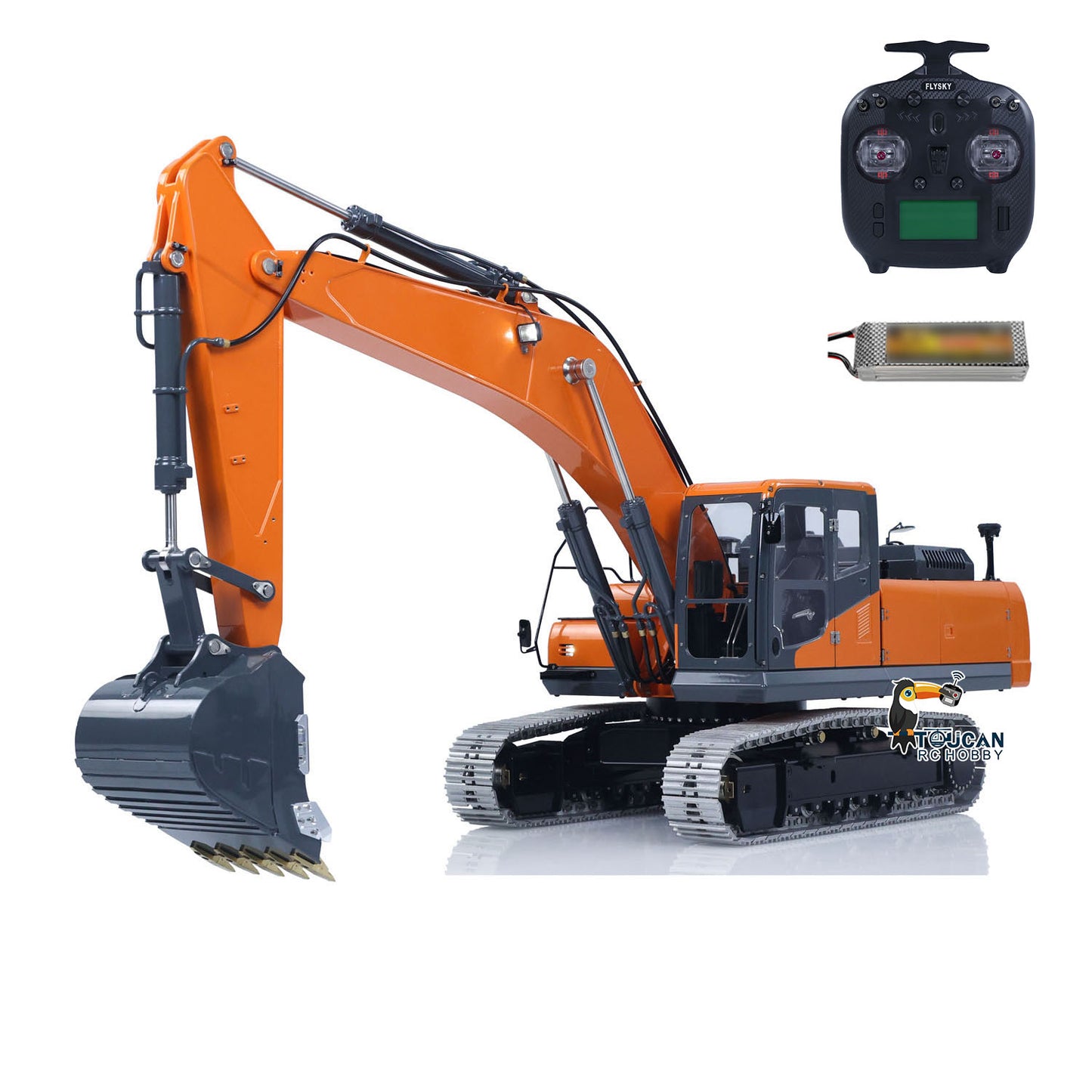 Metal LESU 1/14 Remote Control Digger Aoue DX350LC RC Hydraulic Excavator Model 3CH Valve 4MPA Pump Flysky ST8 Battery Lights