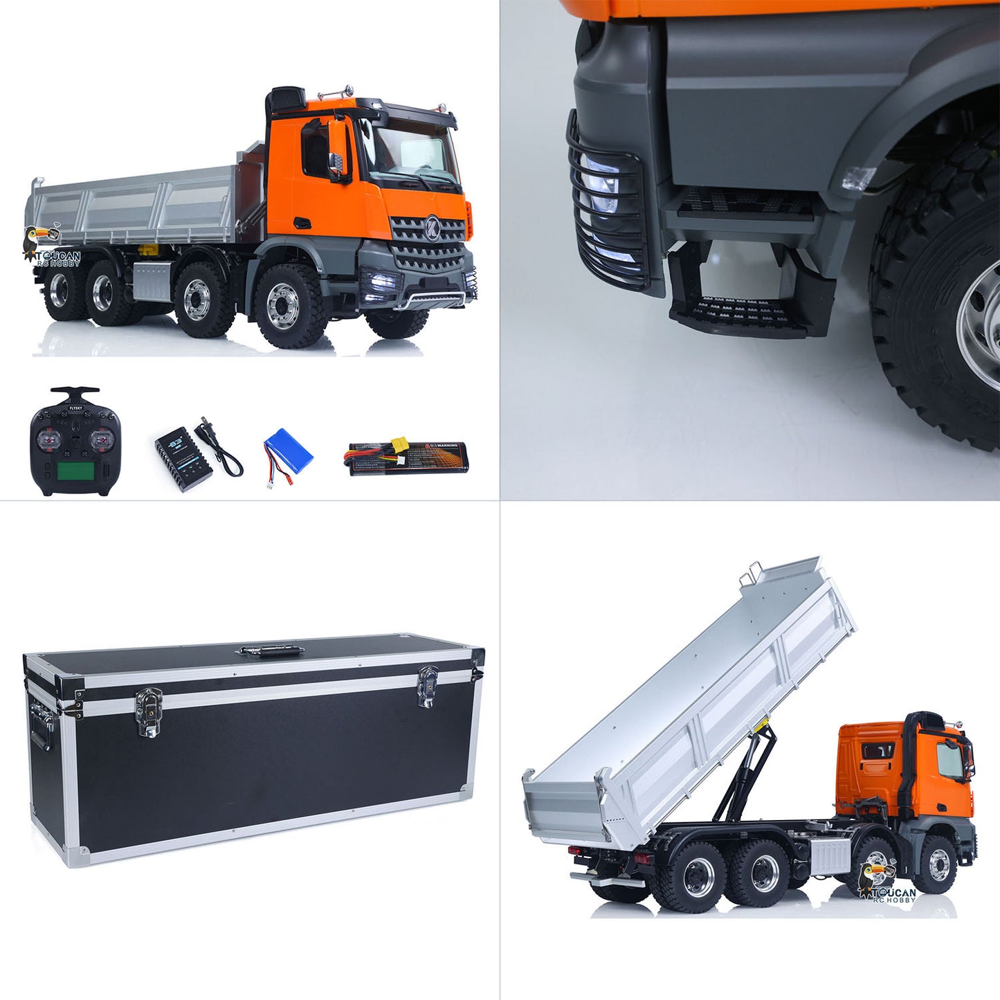 1/14 Kabolite K3367 8x8 Metal Hydraulic RC Tipper Remote Control Dump Truck Sonud Light 2Speed Model Battery ST8 Radio Axle Lock