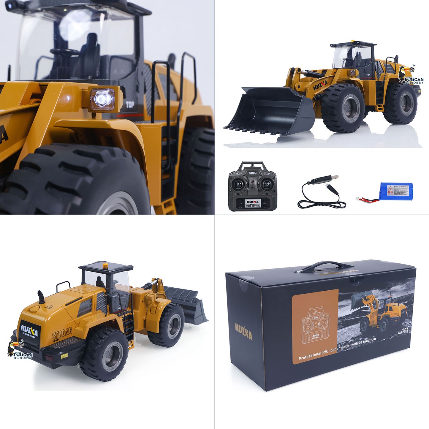 1/14 HUINA Toys 2.4G Radio Controlled Loader 1583 Electric Lifting System Lights Sound RC Construction Vehicles Assembled