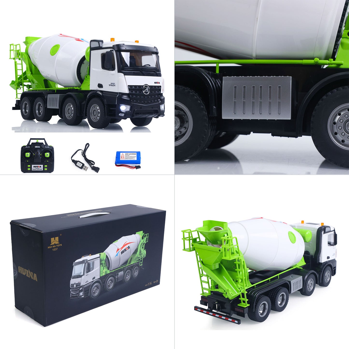 Fast Shipping Metal 1/14 RC Mixer Truck RTR 2.4GHz Radio 12CH Light Sound Effects Remote Control Agitating Lorry Finished Model Toys Battery
