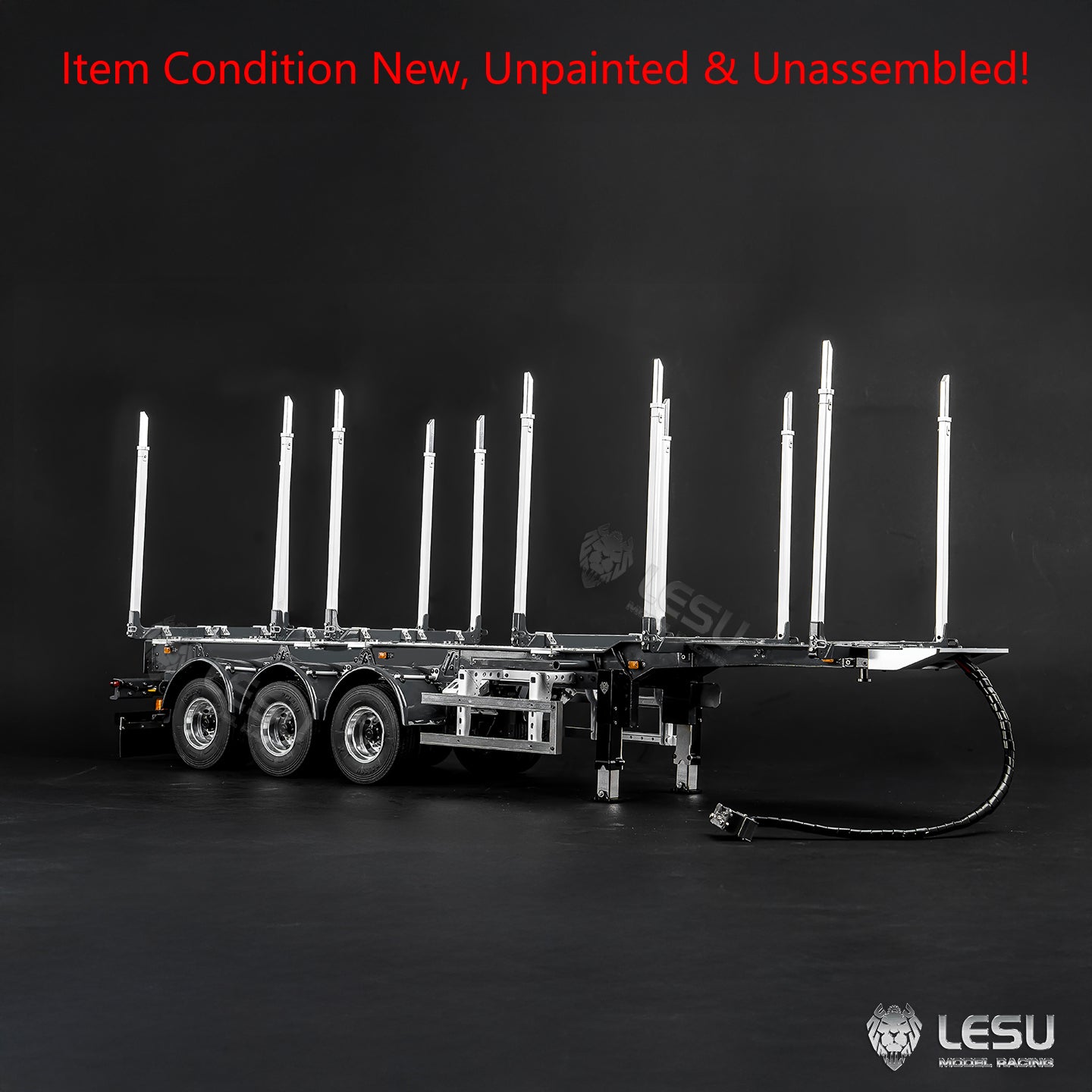 LESU 1/14 Metal RC Log Semi Trailer KIT Wood Transport Vehicle Light Electric Drum Brake Lifting Leg for TAMIYA Tractor Dumper Unassembled