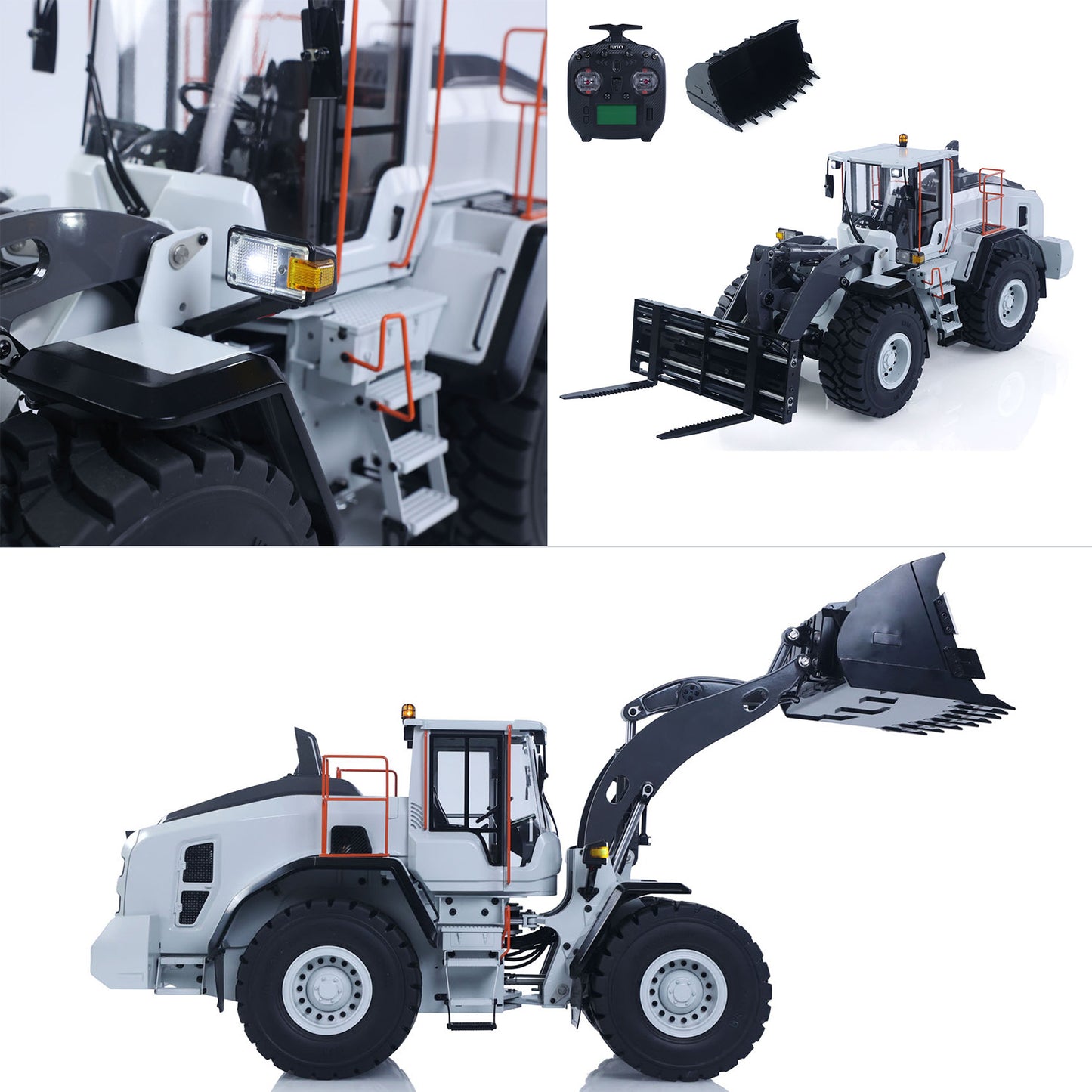 MTRC Metal 1/14 RC Hydraulic Loader E260L 5CH Valves Remote Control Engineering Vehicles Axle Locks Quick Coupler Lights Sounds Assembled Painted