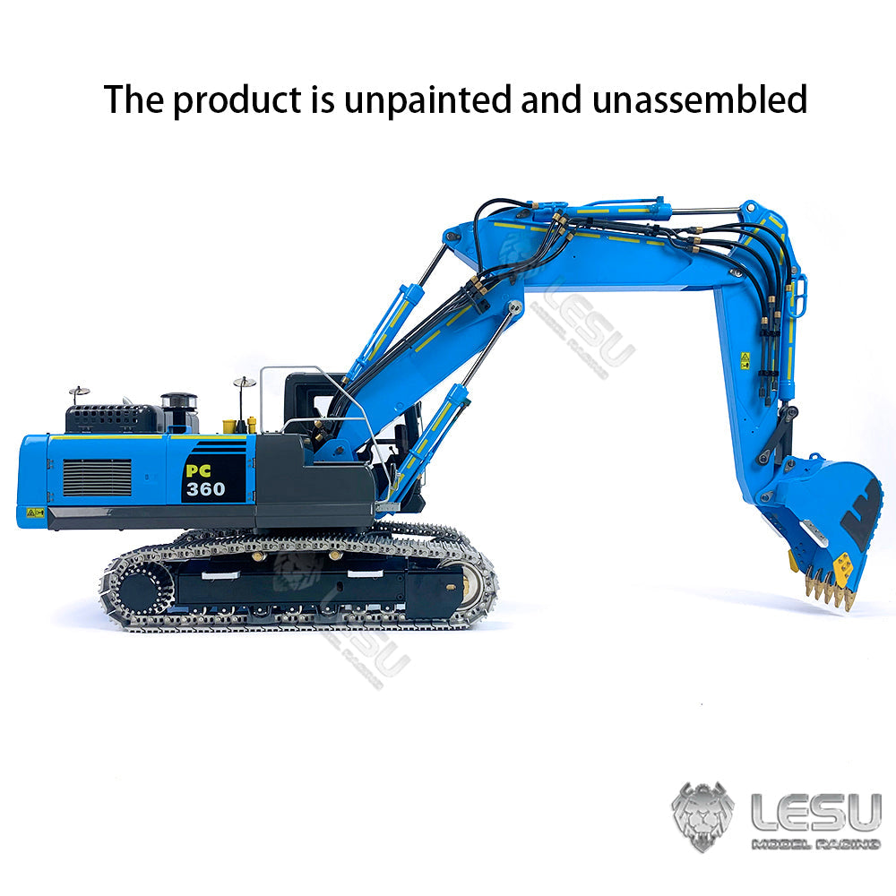 LESU 1/14 PC360 RC Hydraulic Excavators 3 Arms Unpainted Digger Hobby Model Electric Kits Cabin Roof Safety Net Metal Hydraulic Crusher