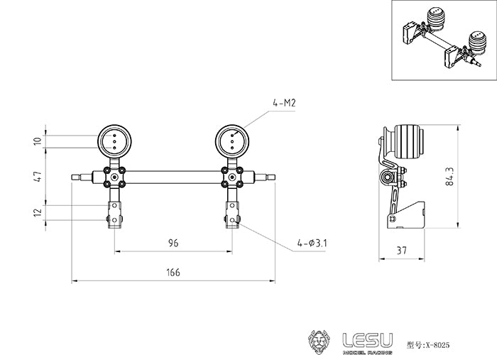 LESU Metal Trailer Model Hydraulic Pump Valve ESC Electronic Lifting DIY Parts for 1/14 RC Tractor Truck Remote Control Construction Vehicles