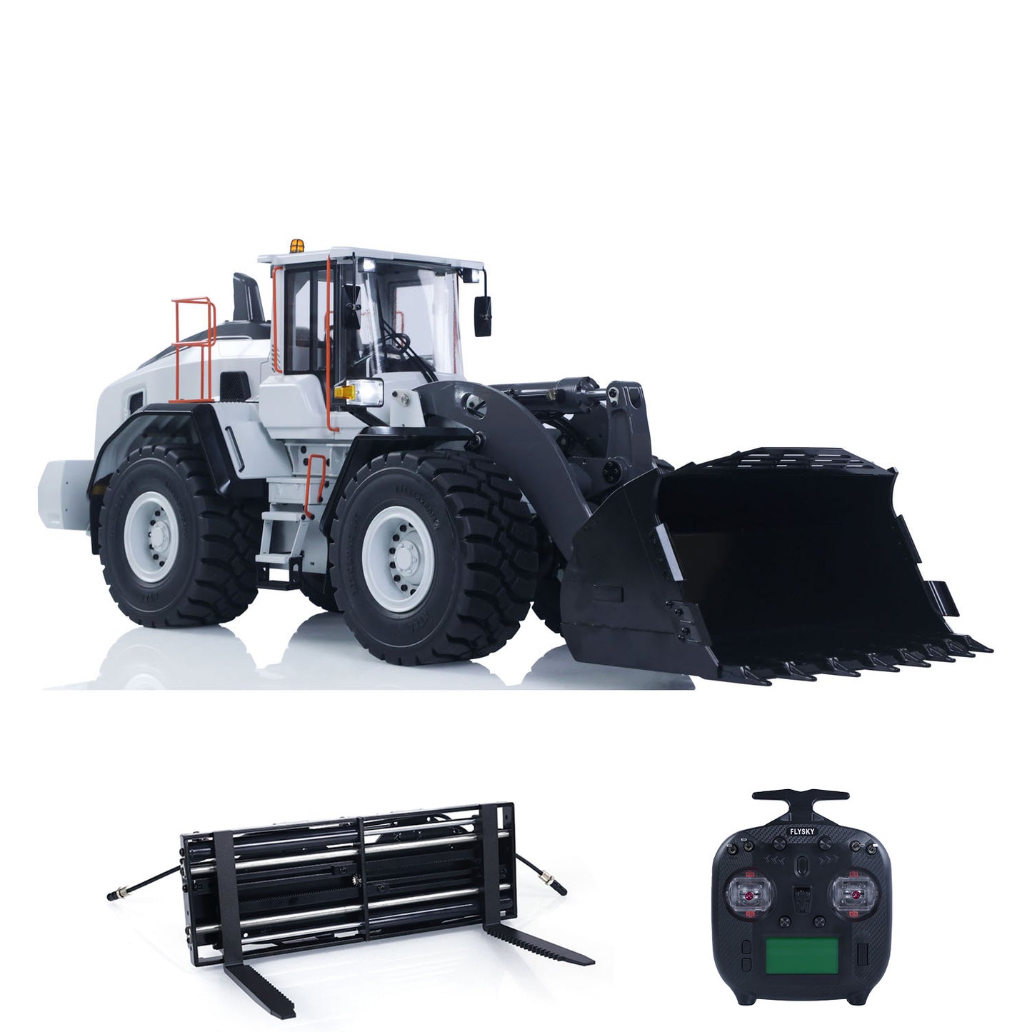MTRC Metal 1/14 RC Hydraulic Loader E260L 5CH Valves Remote Control Engineering Vehicles Axle Locks Quick Coupler Lights Sounds Assembled Painted