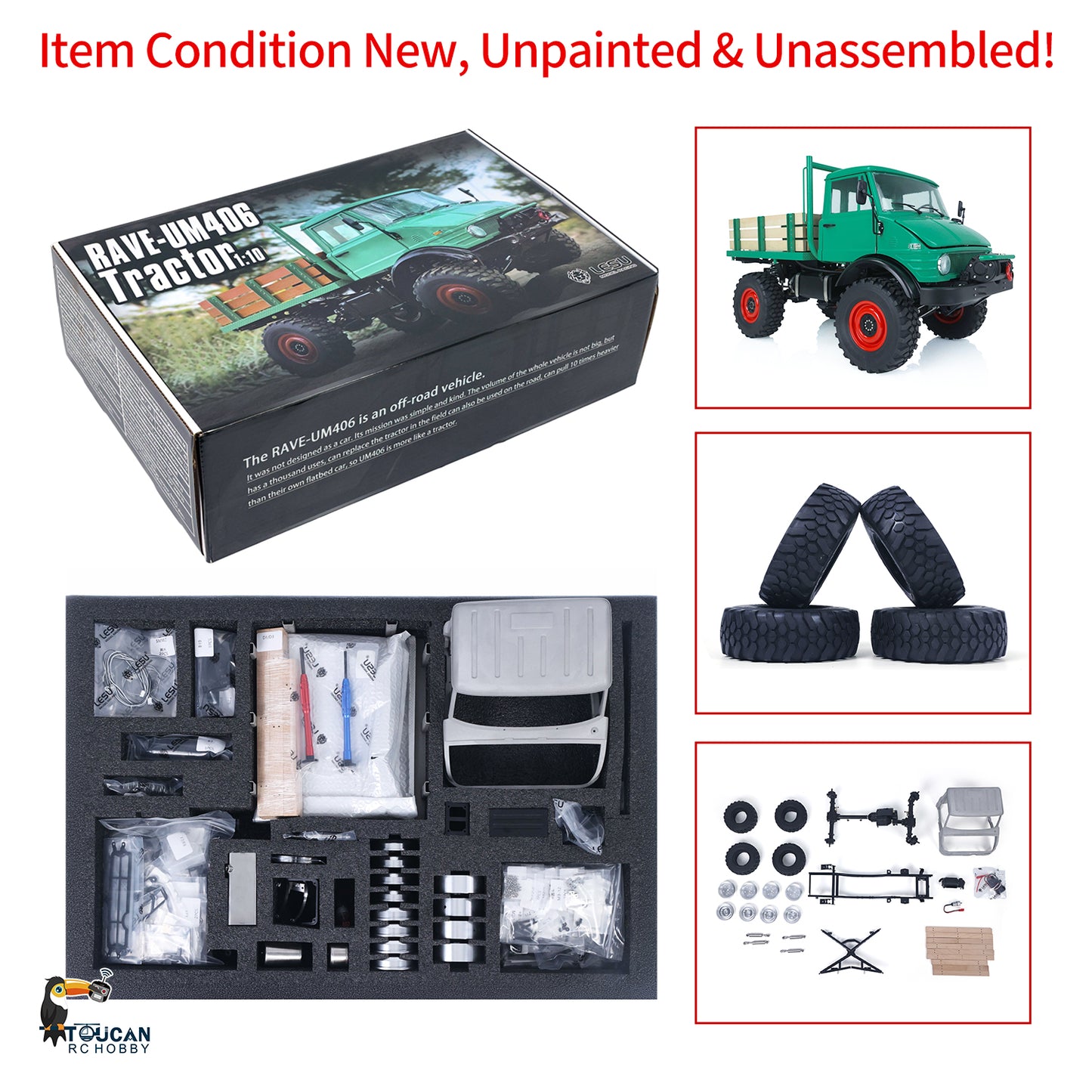 LESU 1/10 U406 RC Off-Road Vehicles for 4x4 Truck Remote Control Climbing Car Hobby Model DIY Vehicle 433x238x248mm