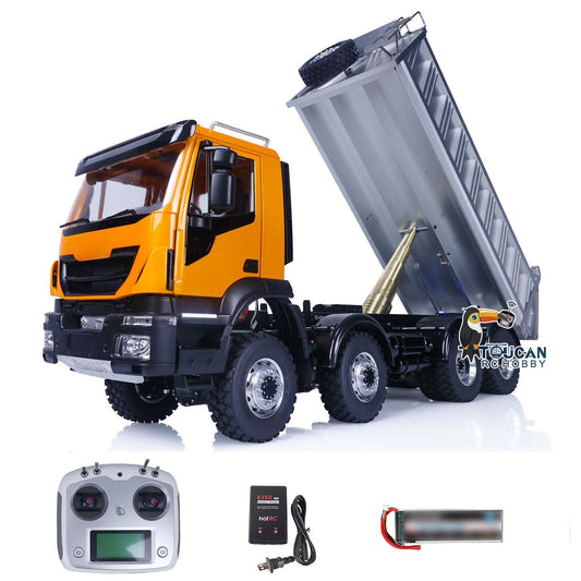 LESU 1/14 Scale RT R8X8 RC Hydraulic Dump Truck Painted Metal Chassis Lock Differential Steering Servo Charger ESC