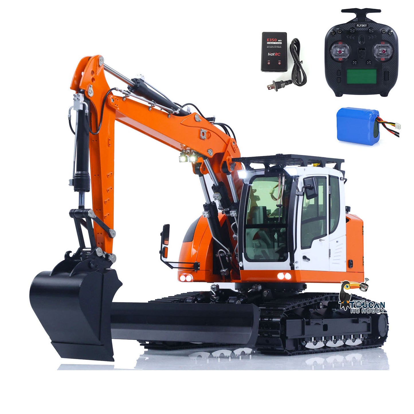 CUT Model Metal 1/14 Remote Control Hydraulic Excavator LR914 RC Tracked Digger 5CH Valve RTR Engineering Vehicle Lights Sounds