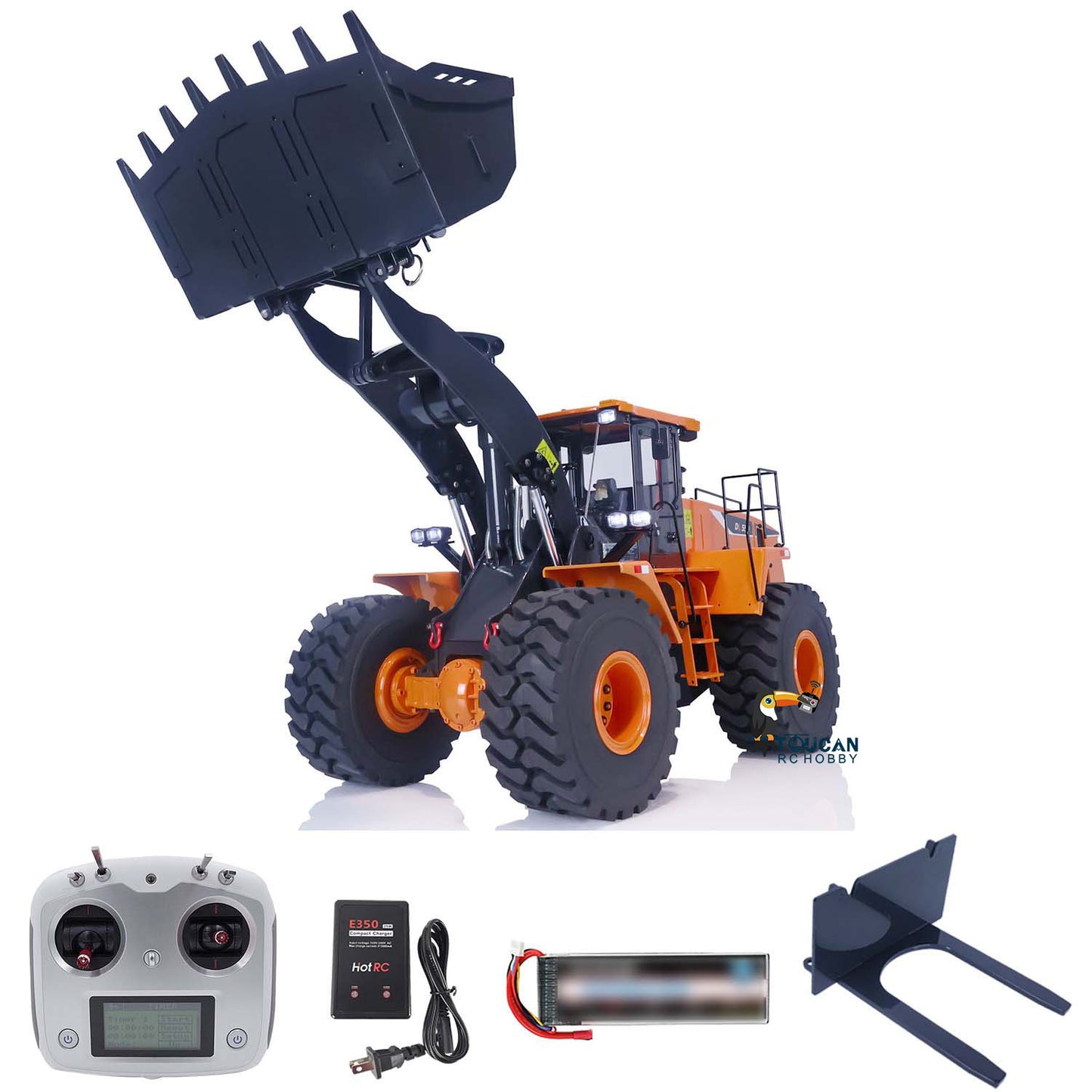 Metal XDRC 1/14 WA470 Hydraulic RC Loader RTR Remote Control Car Painted Model ESC Motor Servo Light Sound Battery No Tooth Bucket