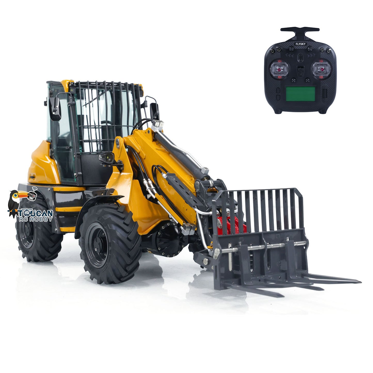 LESU AT1050 1/14 Hydraulic RC Fork Loader Painted Assembled Car Telescopic Arm Metal Sieve Shovel Rake Bucket Fork Gripper