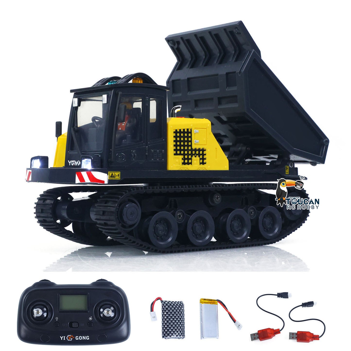 US STOCK 1/50 T14R Panther RTR Electric RC Crawler Dump Truck Construction Vehicle Tracked Tipper Finished Model Toys Lights Sounds Unit