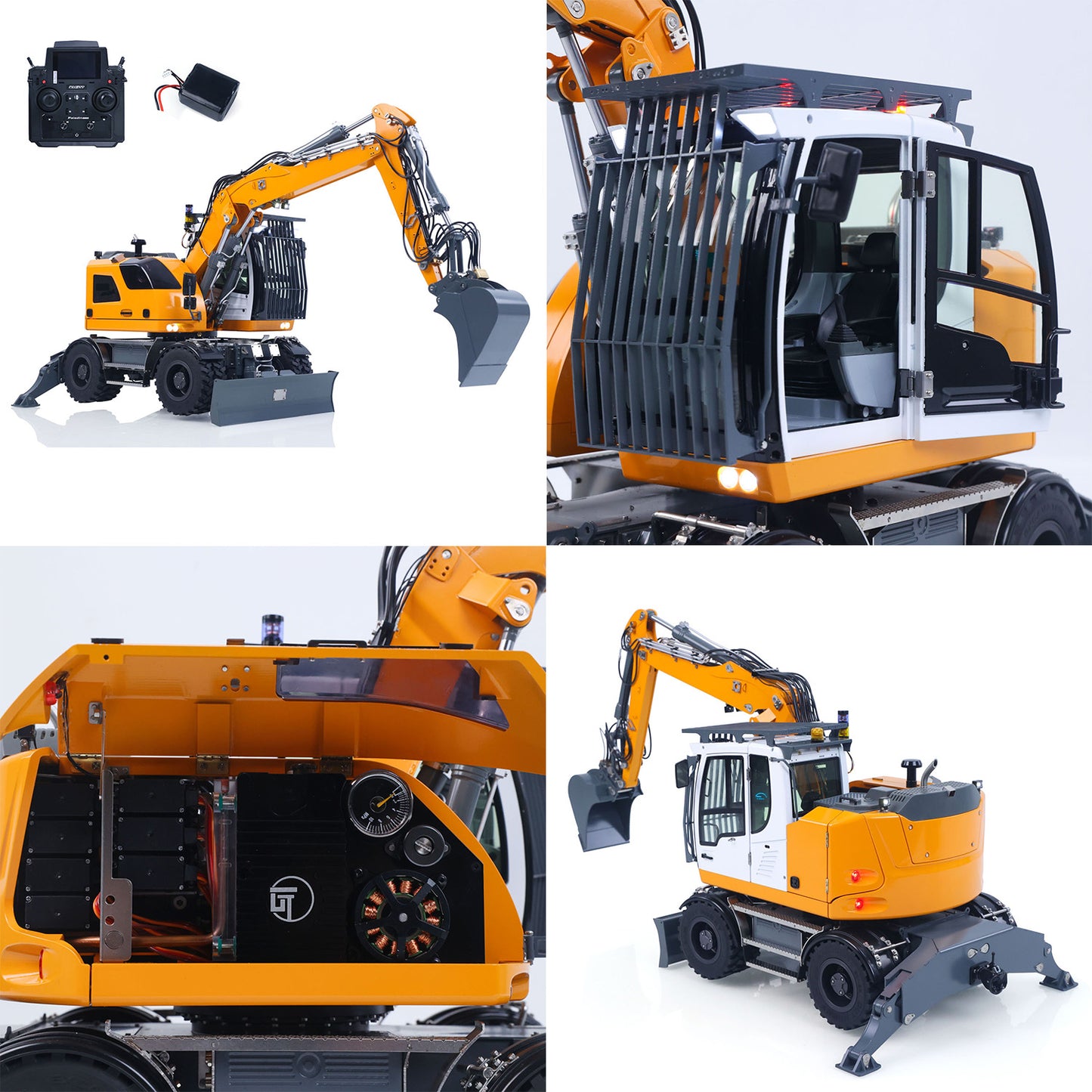 LR914 PRO MAX Metal 4WD 1/14 RC Hydraulic Wheeled Excavator 11-ways Valve RTR Radio Controlled Digger PL18EV Lite Battery Light