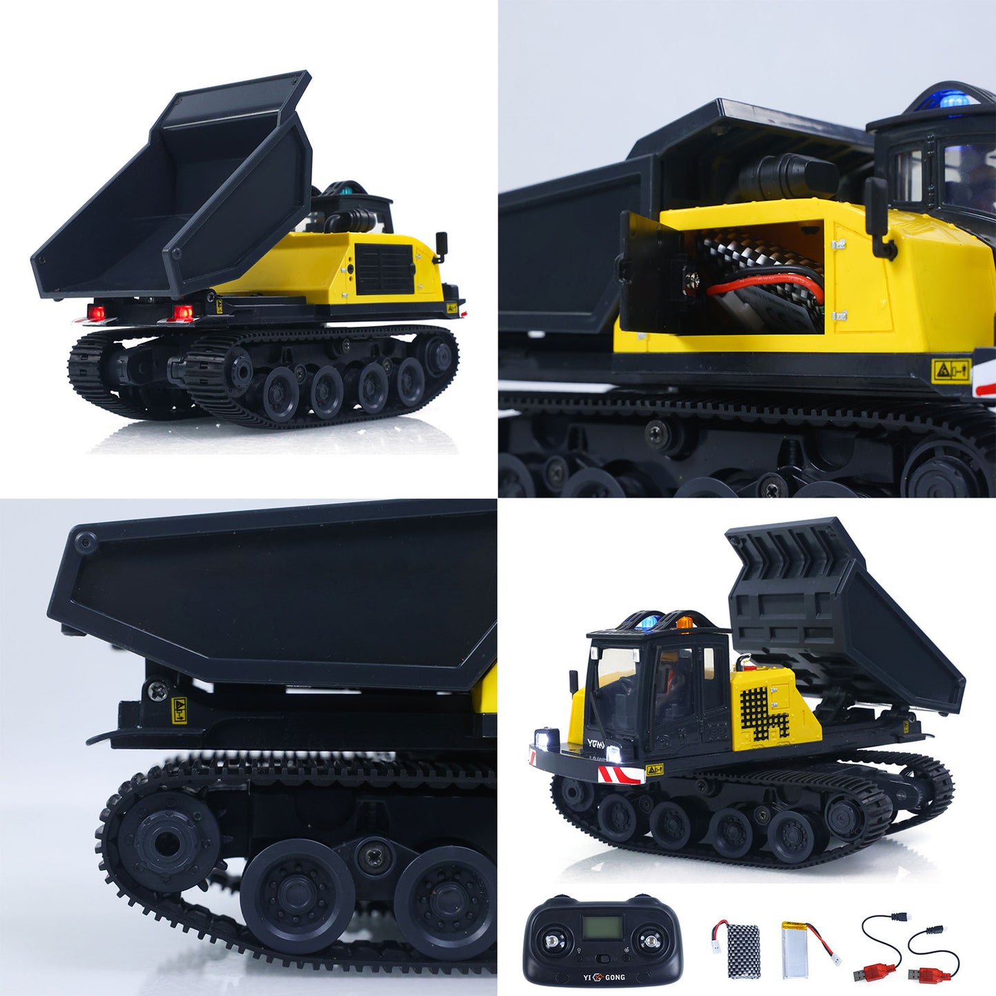 Fast Shipping 1/50 T14R Panther RTR Electric RC Crawler Dump Truck Construction Vehicle Tracked Tipper Finished Model Toys Lights Sounds Unit