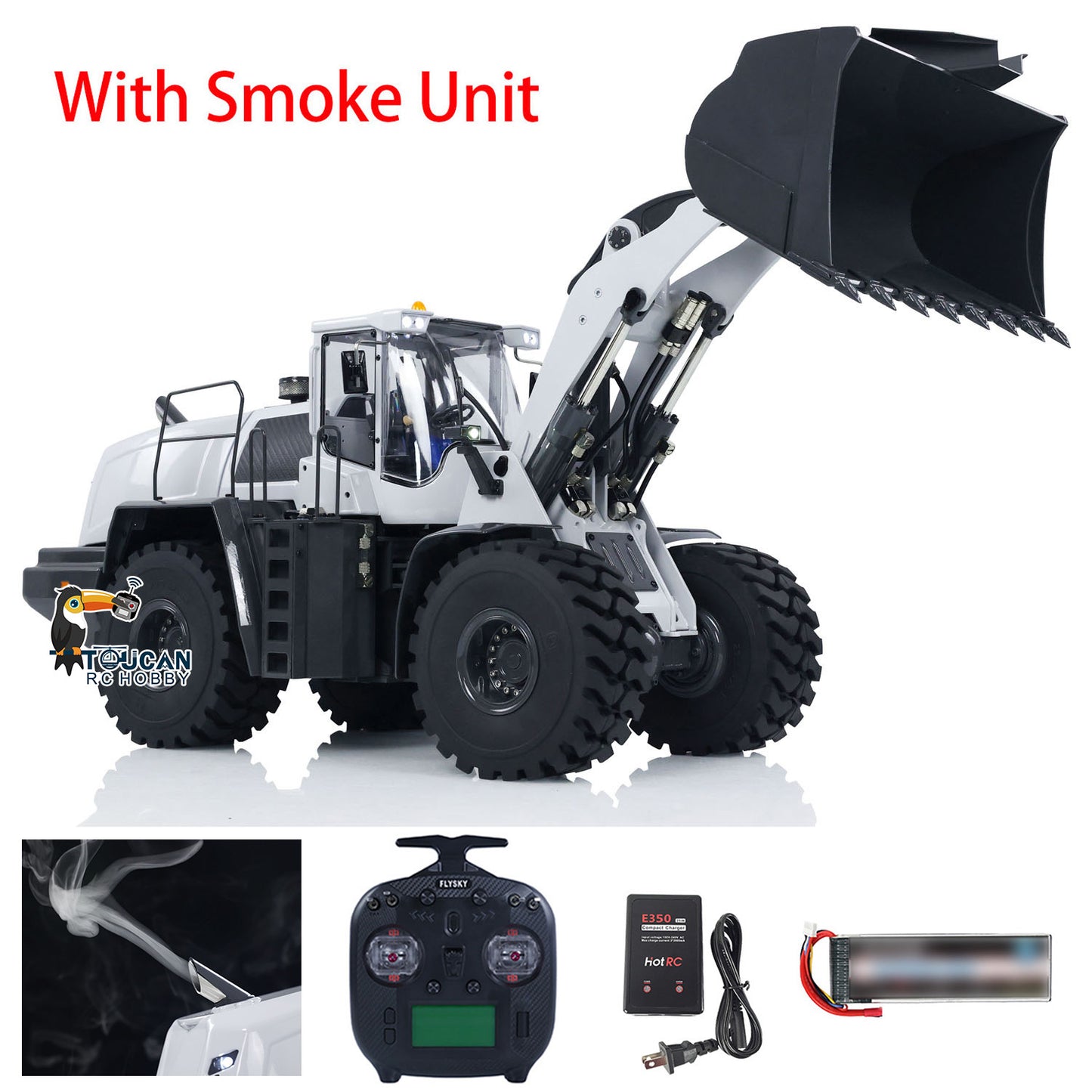 XDRC 580 1/14 Metal RC Hydraulic Loader RTR Engineering Vehicles Smoke Lights Optional Color ESC Servo Motor Rock Bucket DIY