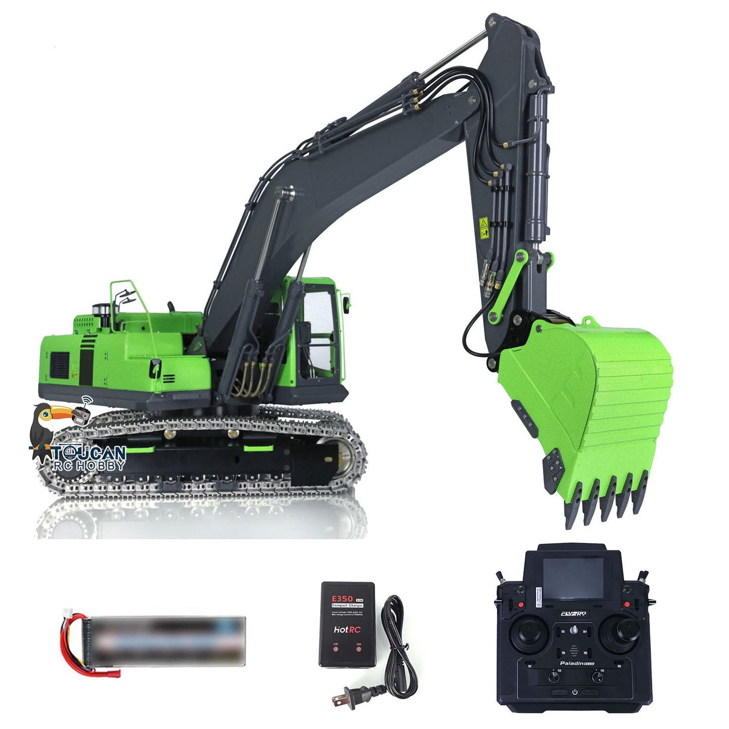 LESU 1/14 PC360 Hydraulic RC Excavator Metal Tracks Ripper Pump Grab Bucket fork Bucket Crusher Trailer Digging Tool Rack