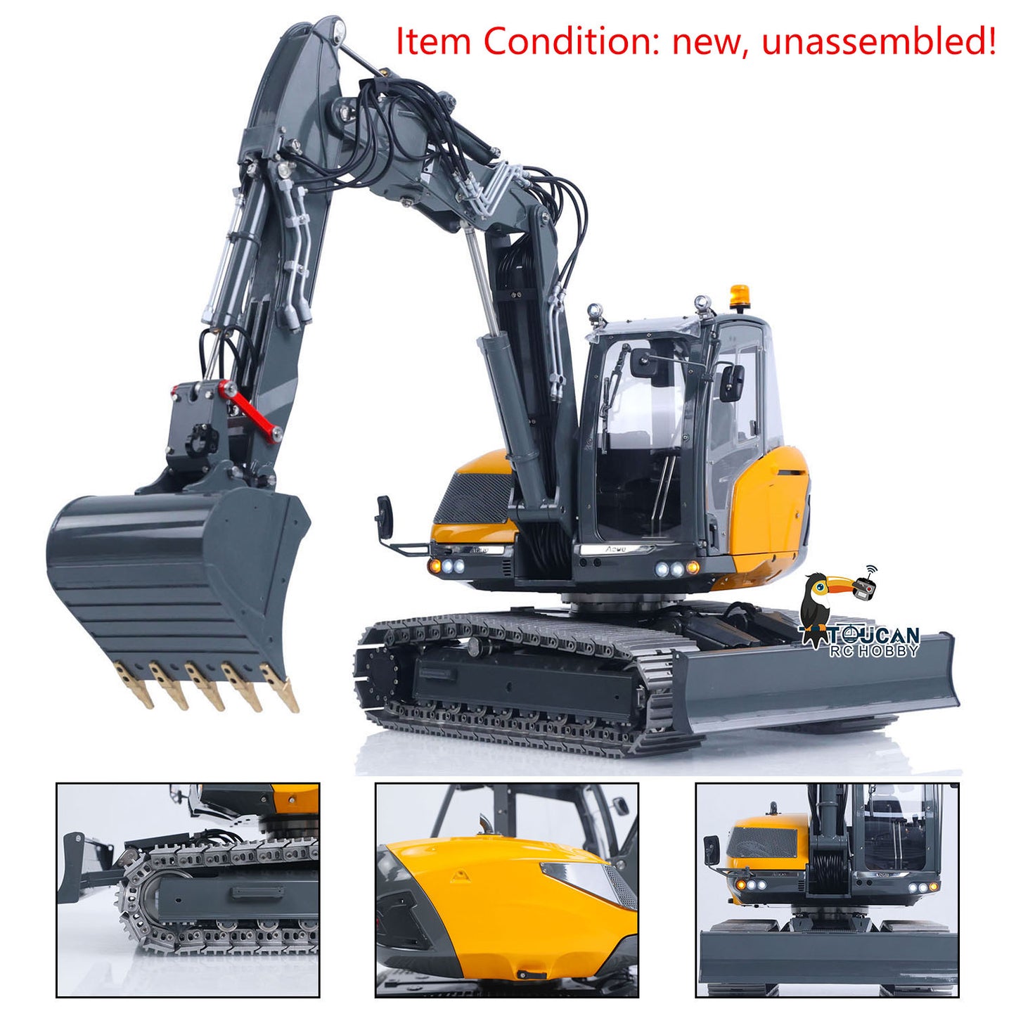 LESU MC15 4 Arms Metal 1/14 Hydraulic Remote Control Excavator KIT Model RC Digger Dual Pumps 9 Ways Valve Light Sound Motor