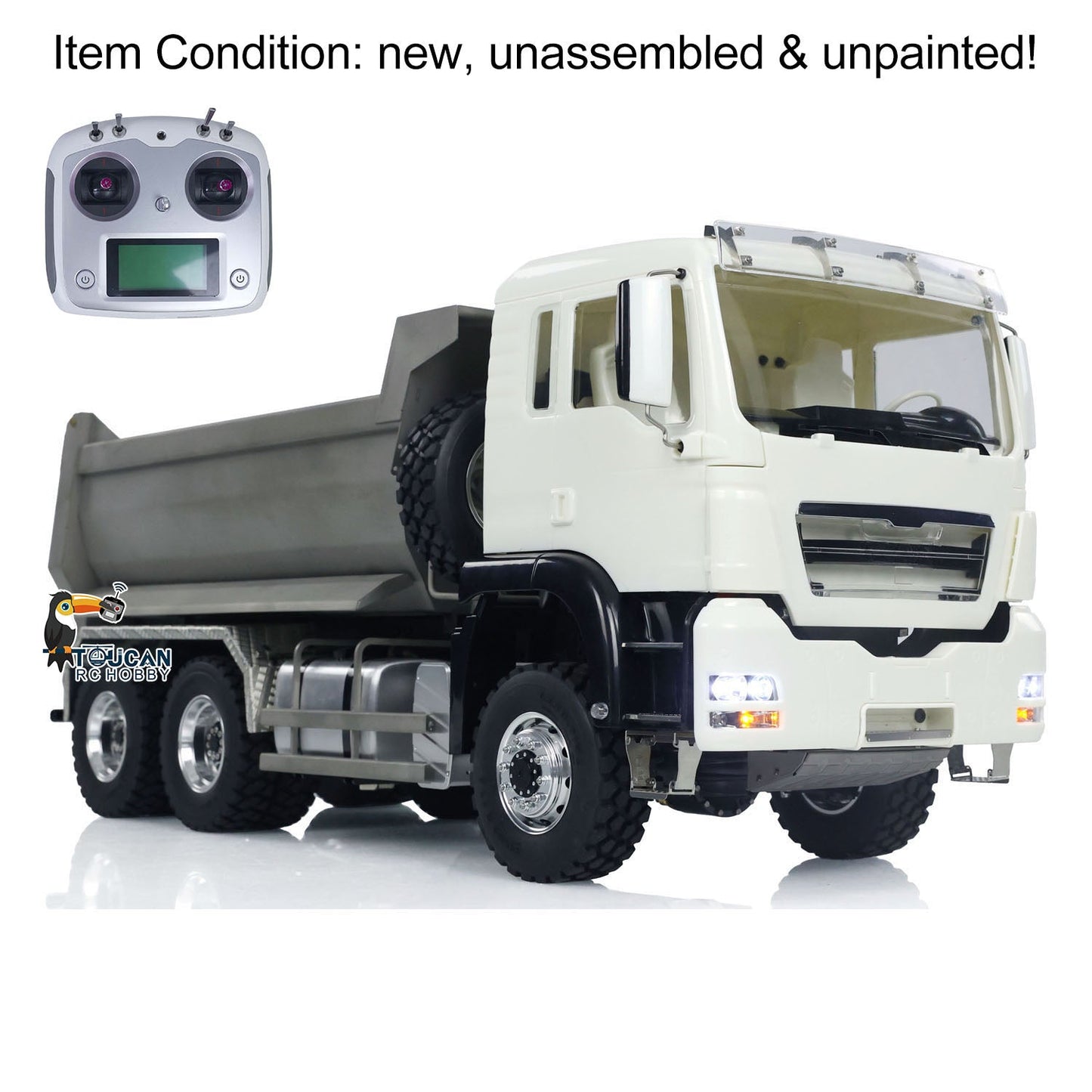 LESU 1/14 6*6 Metal Front Cylinder Hydraulic RC Dumper Truck Tipper Sound LED Light Motor Battery & Radio System & Charger