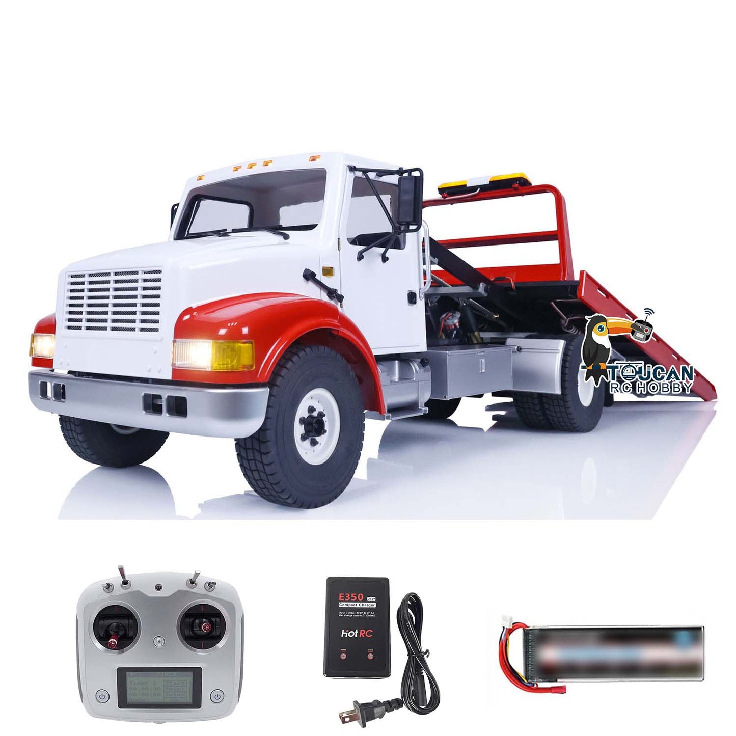 CROSSRC WT4 1/10 Scale 4*2 RC Wrecker Truck Painted Assembled Remote Control Road Rescue Vehicle Model Radio Battery Light Sound