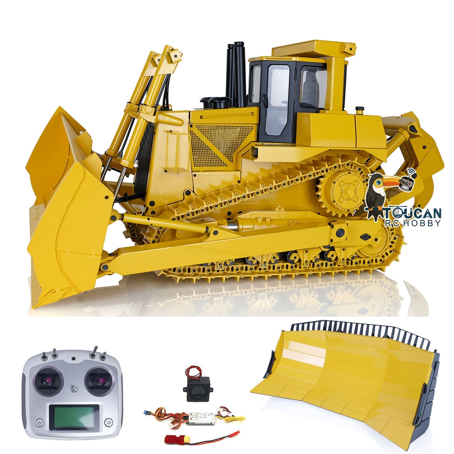 JDModel 1/14 Metal Hydraulic RC Bulldozer Remote Controlled Construction Vehicles DXR2 with Upgraded Blade Model