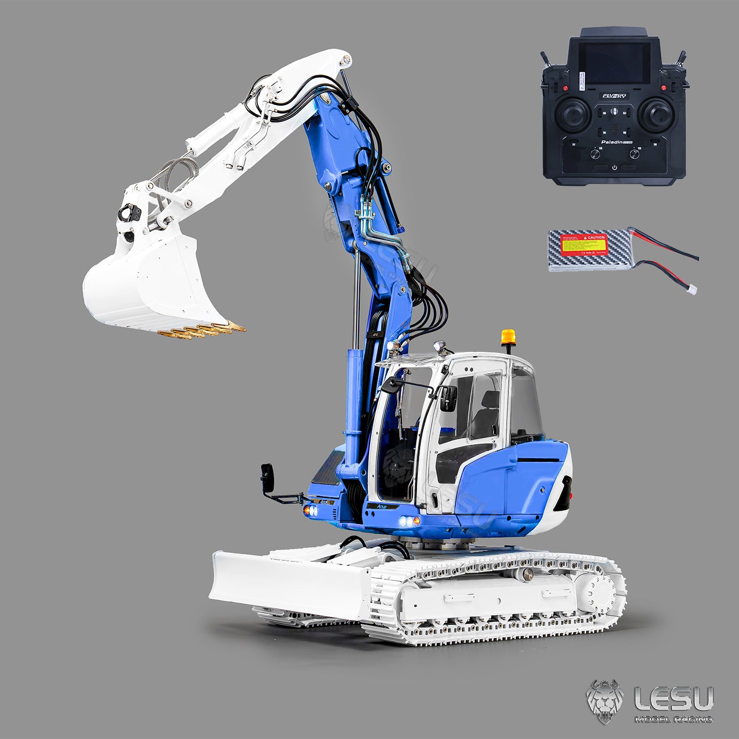 In Stock LESU 1/14 Metal RC Hydraulic Excavator MC15 4Arms Remote Control Digger 15MC 9 Valves Dual Pumps Light Sound PL18EV Lite