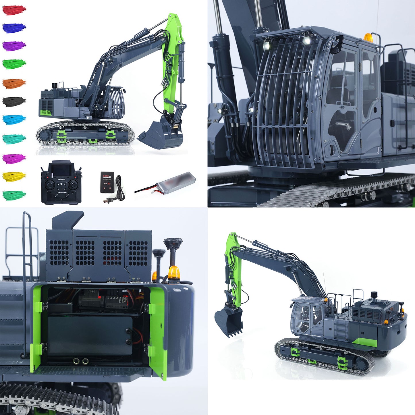 90% Metal LESU 1/14 RC Hydraulic Excavator Aoue ZX490 RTR Remote Control 2Arms Heavy Digger Model PL18EV Lite Light Sound Smoke Constraction Car