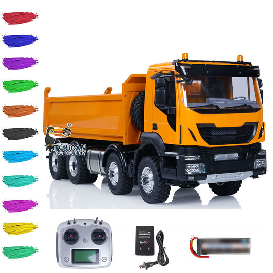 Metal 1/14 LESU RC Hydraulic Dumper Car 8*8 RTR Radio Control Tipper Truck Hobby Model FlySky I6S ESC Servo Motor