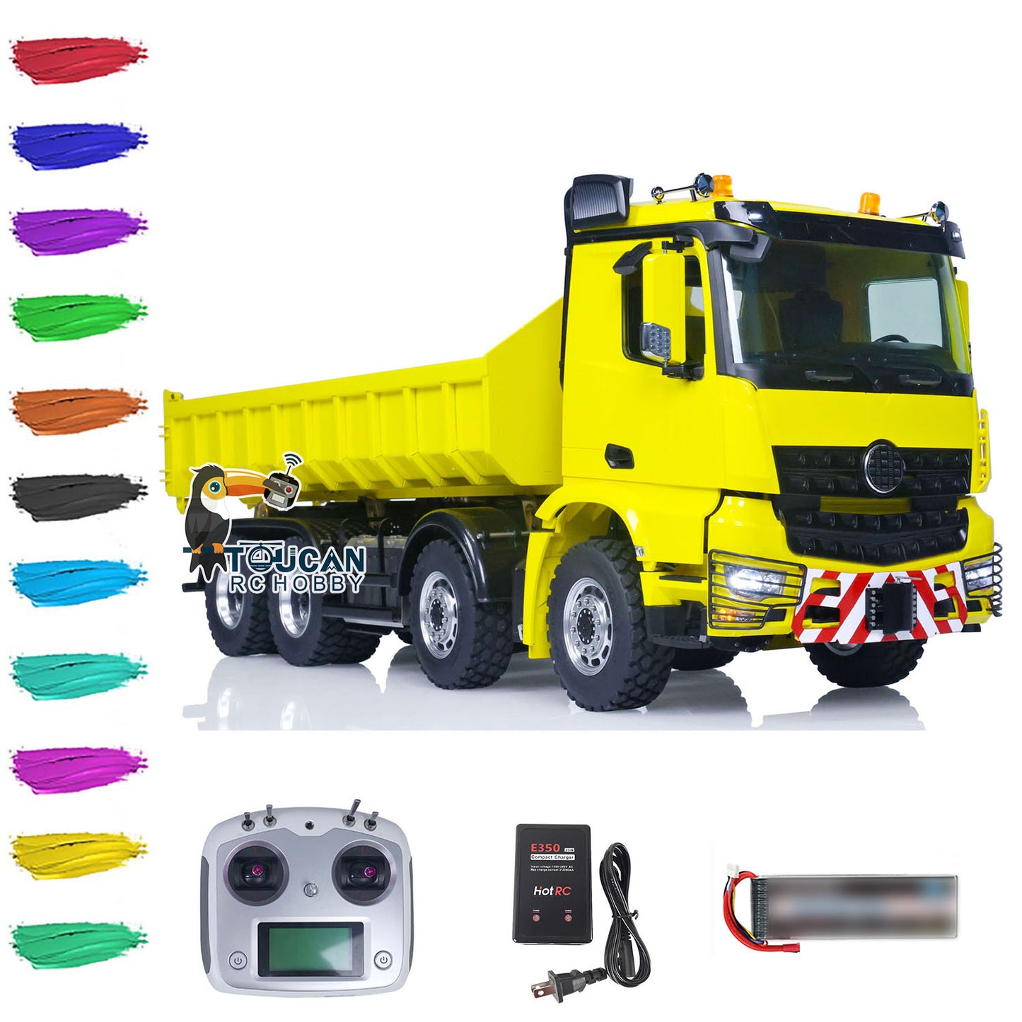 1/14 LESU 8x8 RTR Hydraulic RC Full-dump Truck Metal Radio Controlled Construction Vehicles Upgraded Model FlySky I6S