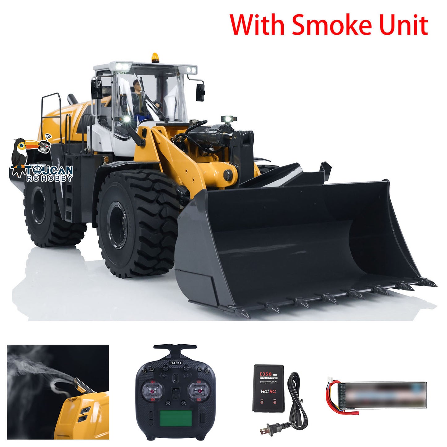 XDRC 580 1/14 Metal RC Hydraulic Loader RTR Engineering Vehicles Smoke Lights Optional Color ESC Servo Motor Rock Bucket DIY