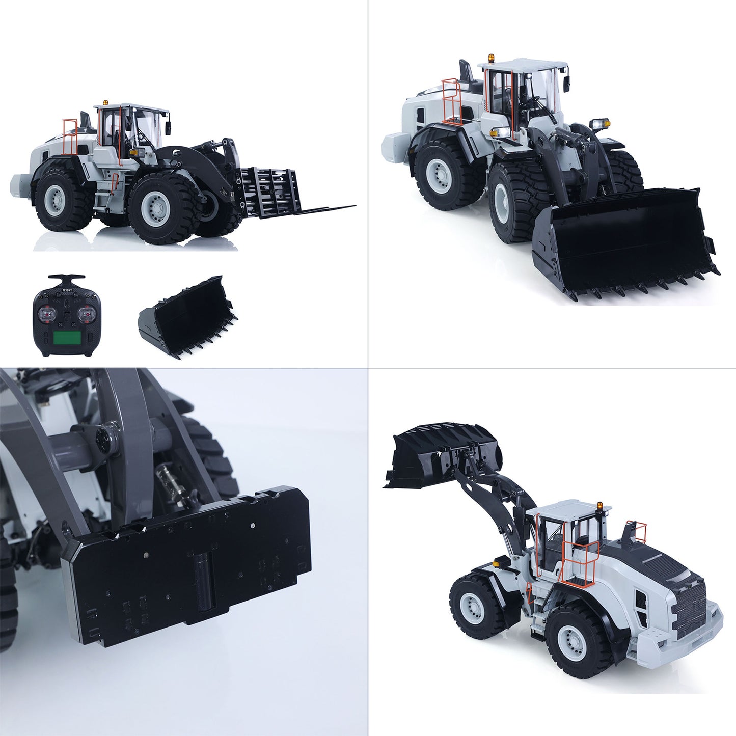 MTRC Metal 1/14 RC Hydraulic Loader E260L 5CH Valves Remote Control Engineering Vehicles Axle Locks Quick Coupler Lights Sounds Assembled Painted