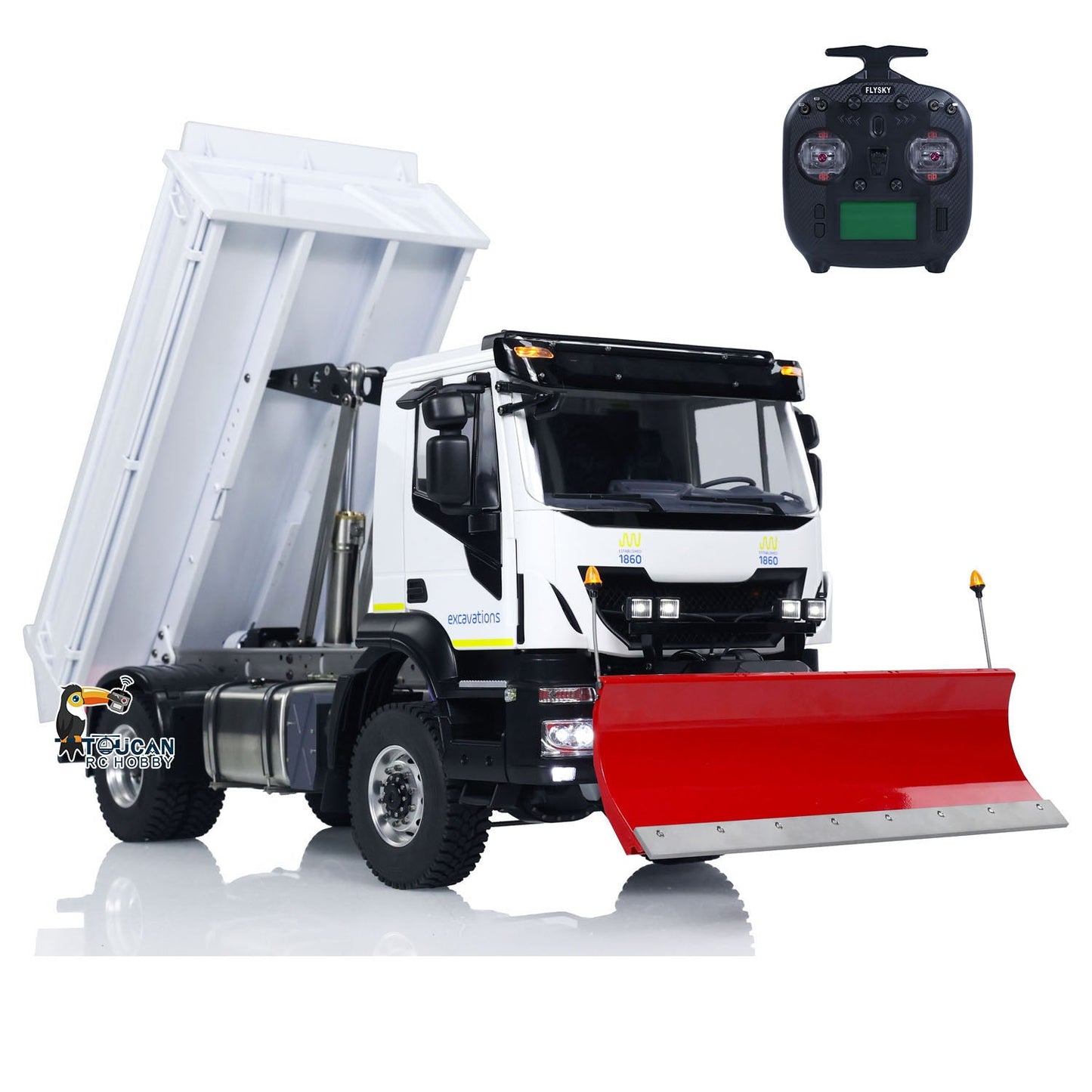 4*4 Metal 1/14 RC Hydraulic Dumper Truck Snow Blade Remote Control Tipper Cars Sound Light LED ESC Servo Assembled and Painted