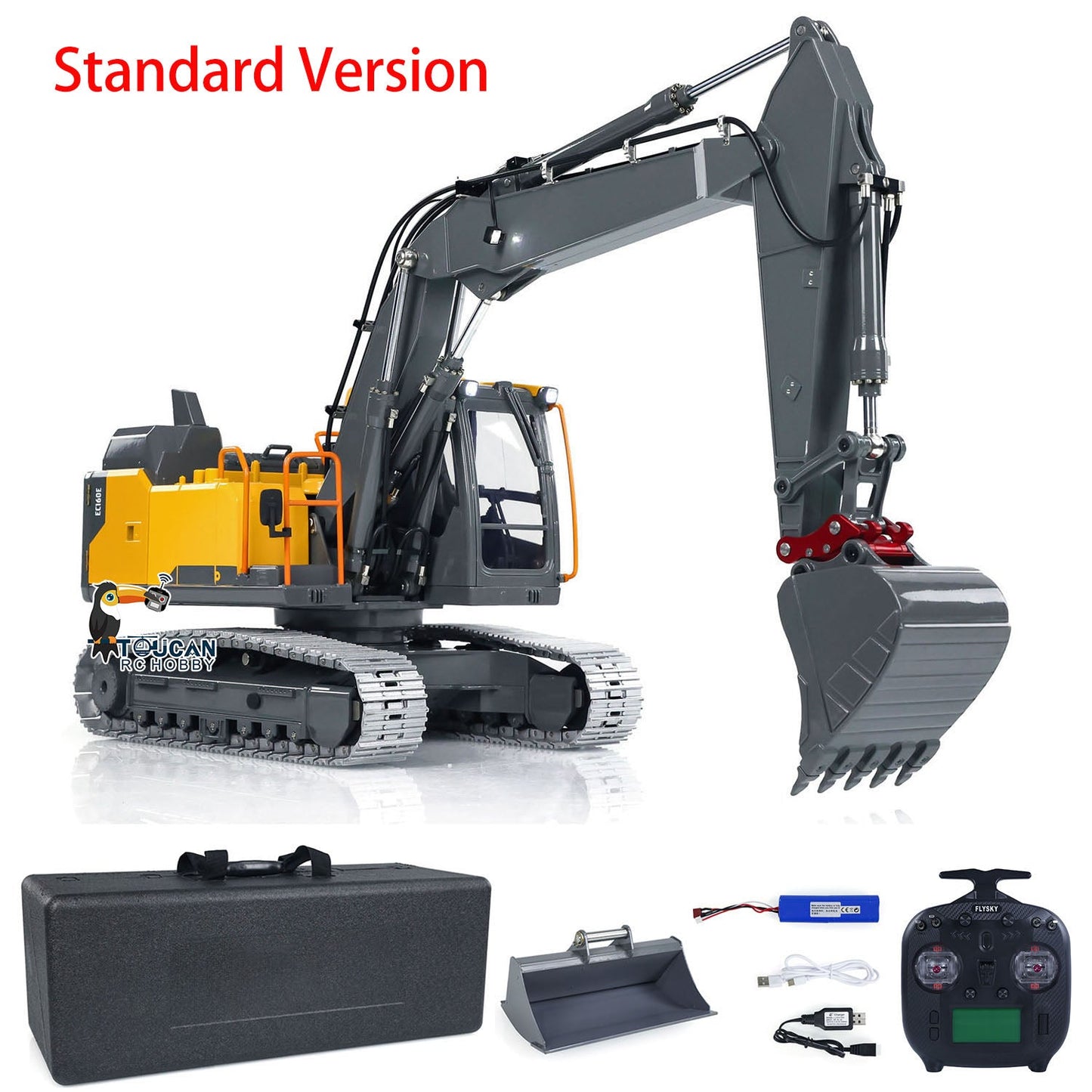 1:14 EC160E Hydraulic 3 Arms RC Excavator Remote Control Diggers Standard Version Painted and Assembled CNC 3 Arms Upgraded Set