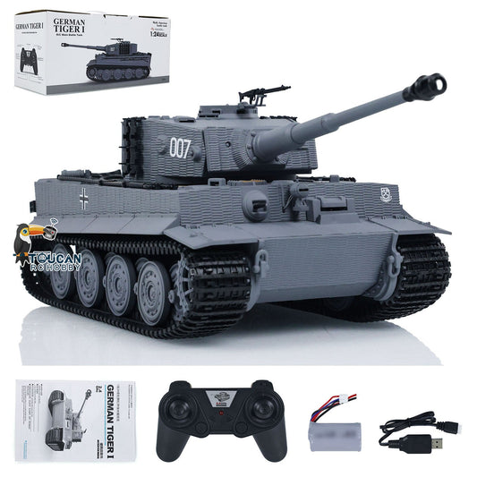 1/24 217 007 RC Battle Tank Tiger I Remote Control Military Tanks Armored Panzer Infrared Combat USB Assembled and Painted