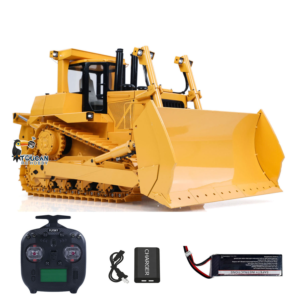 US STOCK Metal 1/14 RC Bulldozer Hydraulic DXR2 Remote Control D10T Tracked Dozer Model